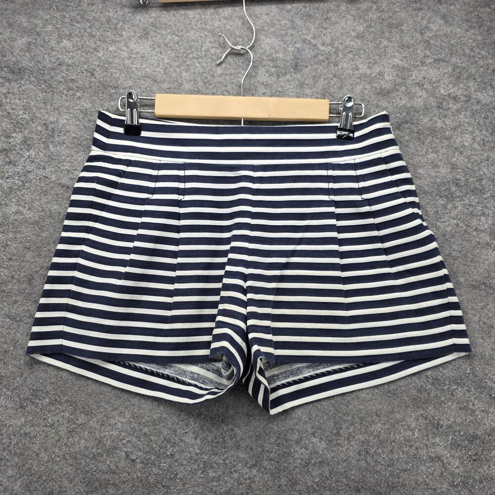 J.CREW Shorts Womens 2 Blue Sailor Knit Cotton Blend Pleated Pockets 3 Inseam